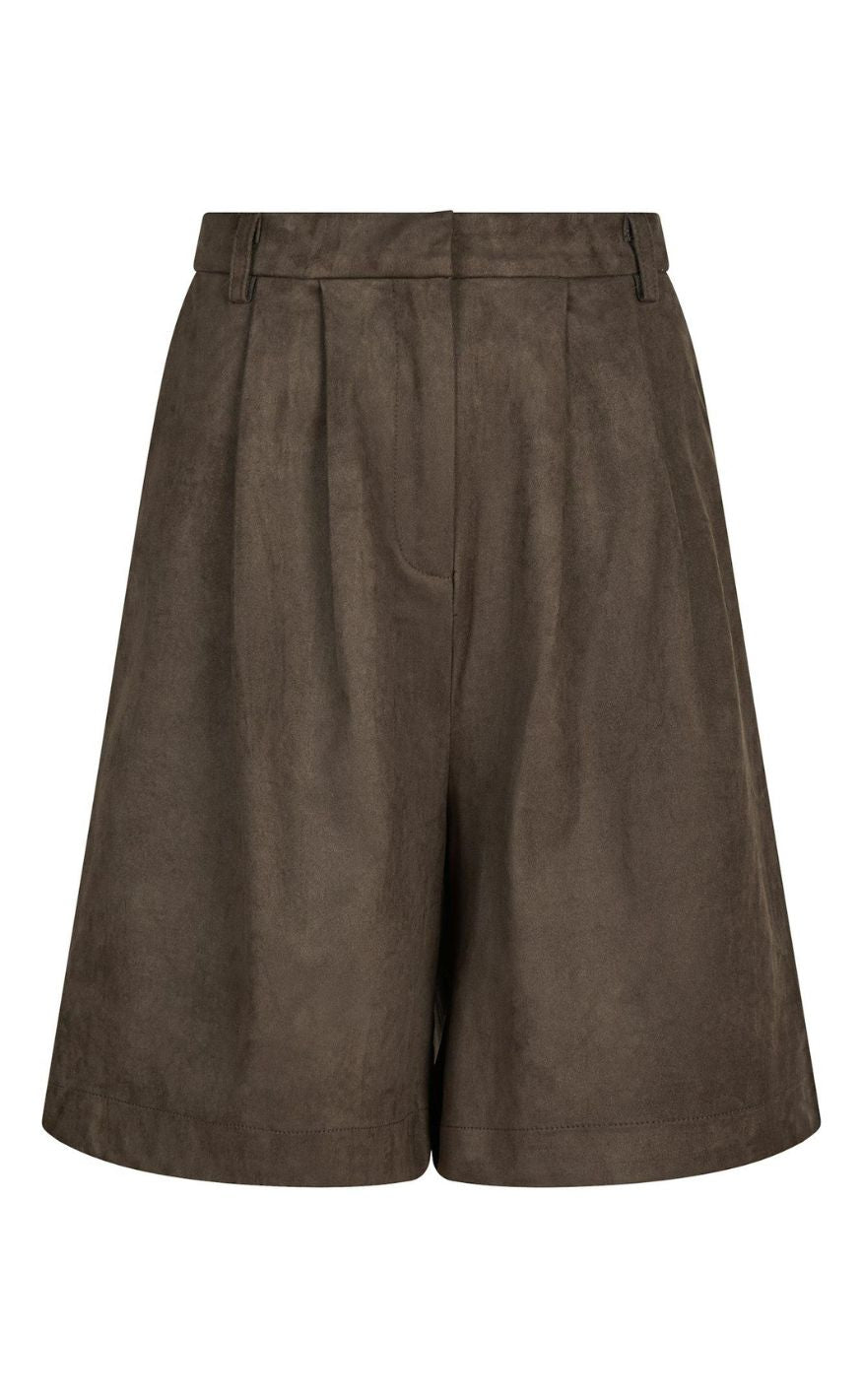 Neo Noir Shorts - Nika Faux Suede - Dark Brown