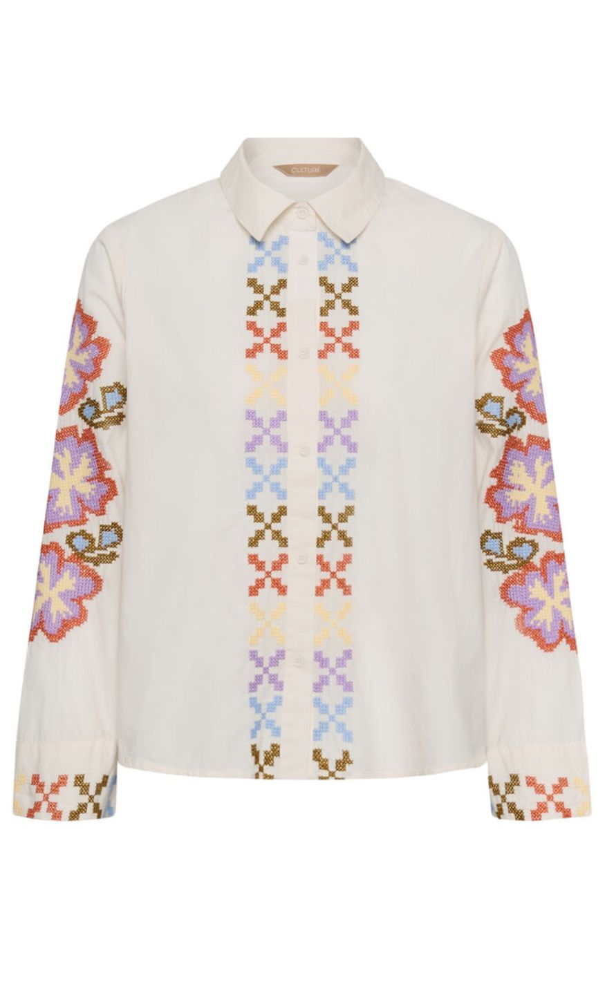 Culture Skjorte - Breezy - Spring Gardenia/Violet