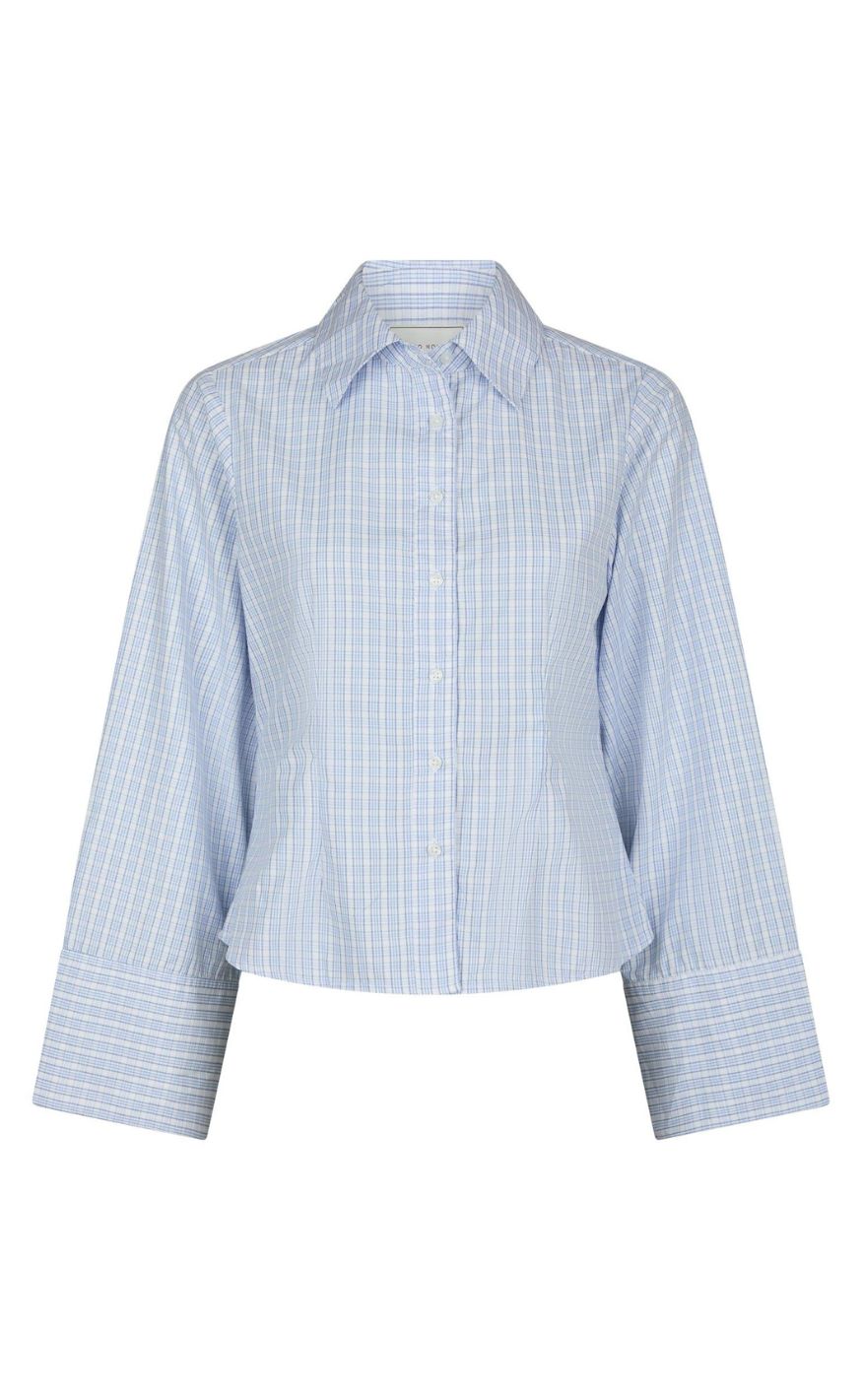 Neo Noir Skjorte - Rosa Light Check - Light Blue