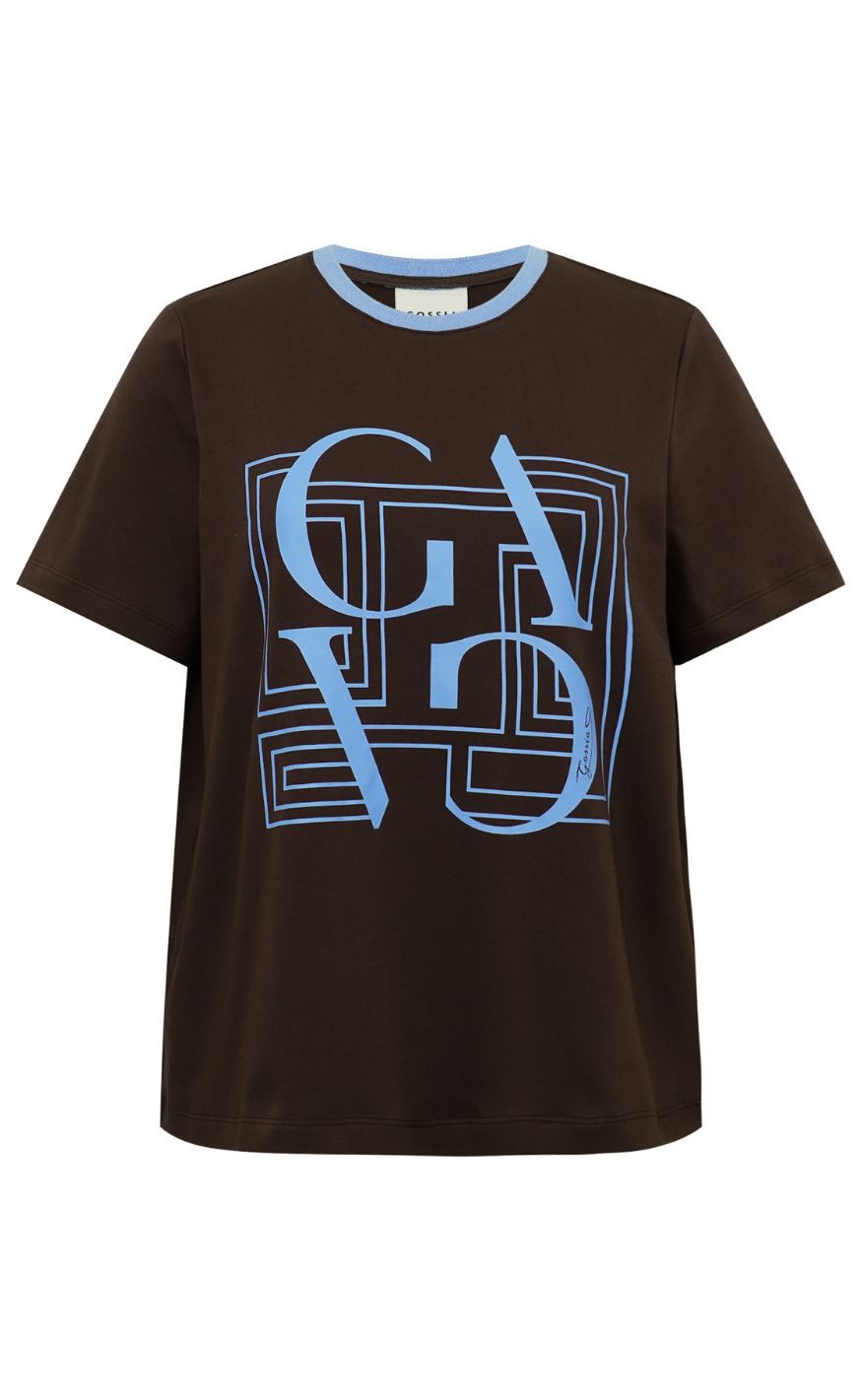 Gossia T-shirt - Bas - Chocolate / Blue Print