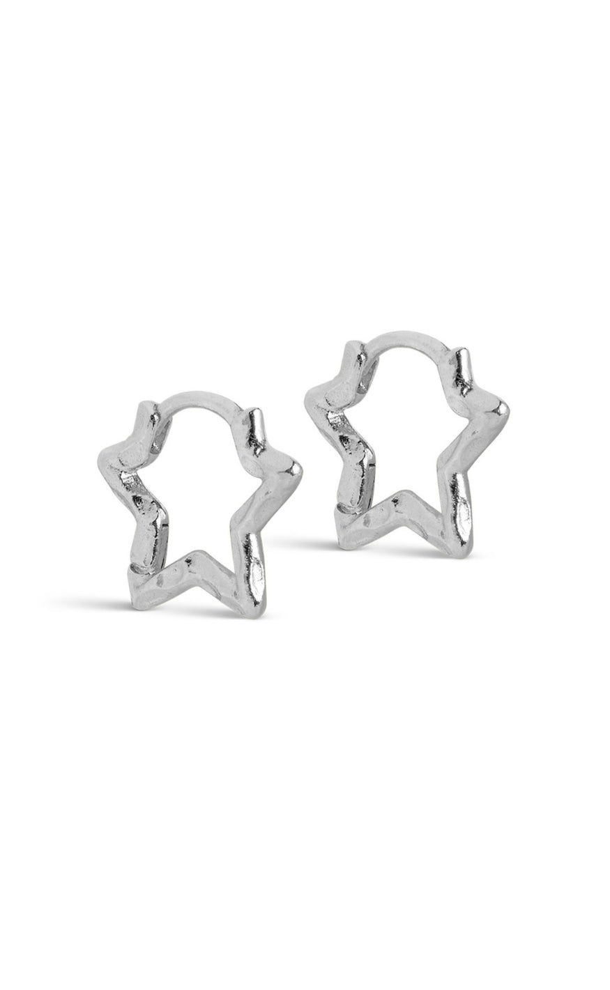 ENAMEL Copenhagen Øreringer - Organic Star Small Hoops - Silver Colour