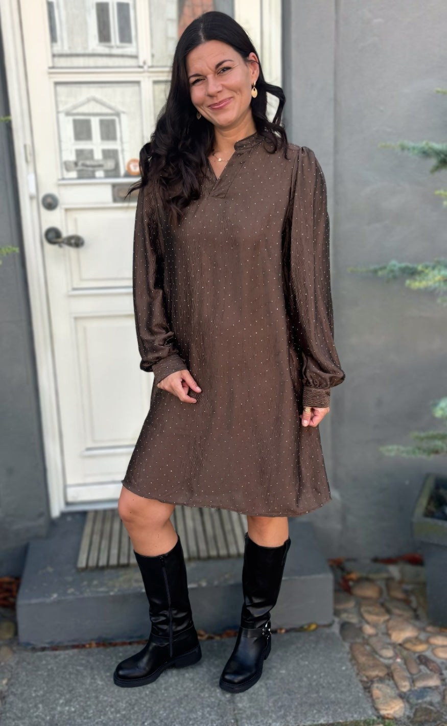 Say INA Copenhagen Kjole - Emmely - Dark Brown W. Glitter Stones