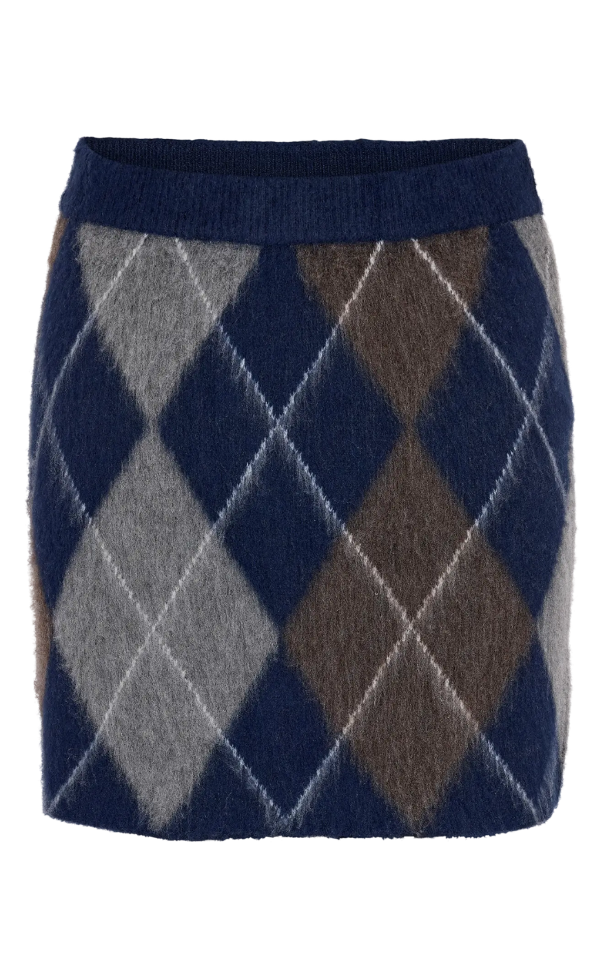 Noisy May Skjørt - Juliette - Navy Blazer Argyle