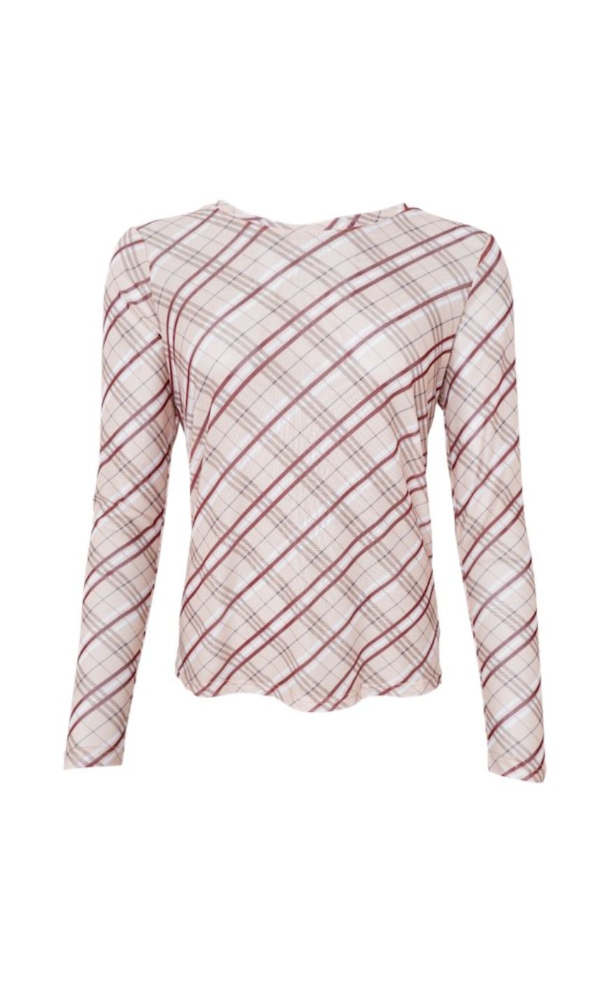 Black Colour Bluse - Kamma - Beige Tartan