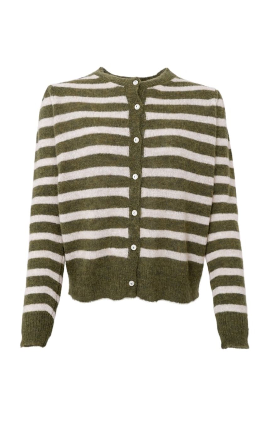 Black Color Cardigan - Dell Puff - Army