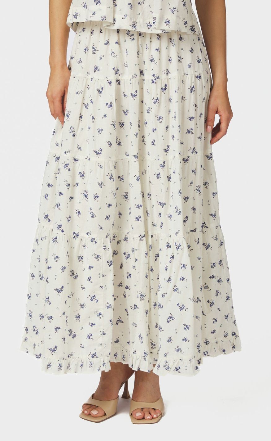 Neo Noir Skjørt - Asta Small Blossom - White Blue