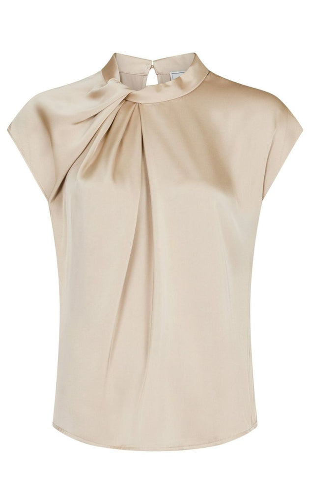Neo Noir Topp - Fleur Drapy Satin - Dark Sand