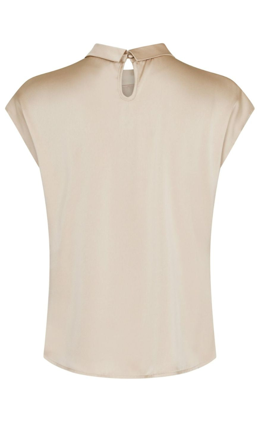 Neo Noir Topp - Fleur Drapy Satin - Dark Sand