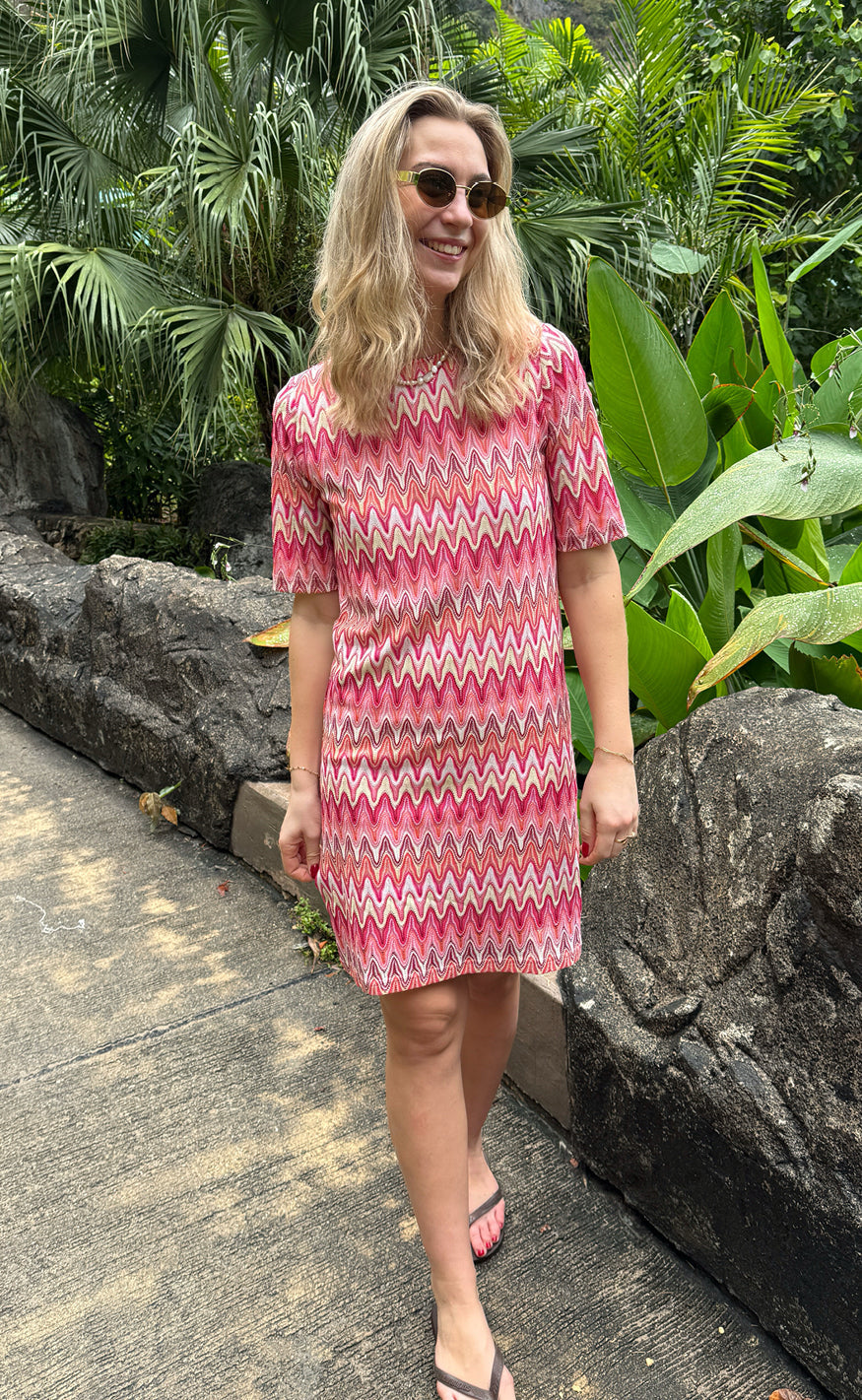 INA Copenhagen Kjole - Diana - Pink Zig Zag