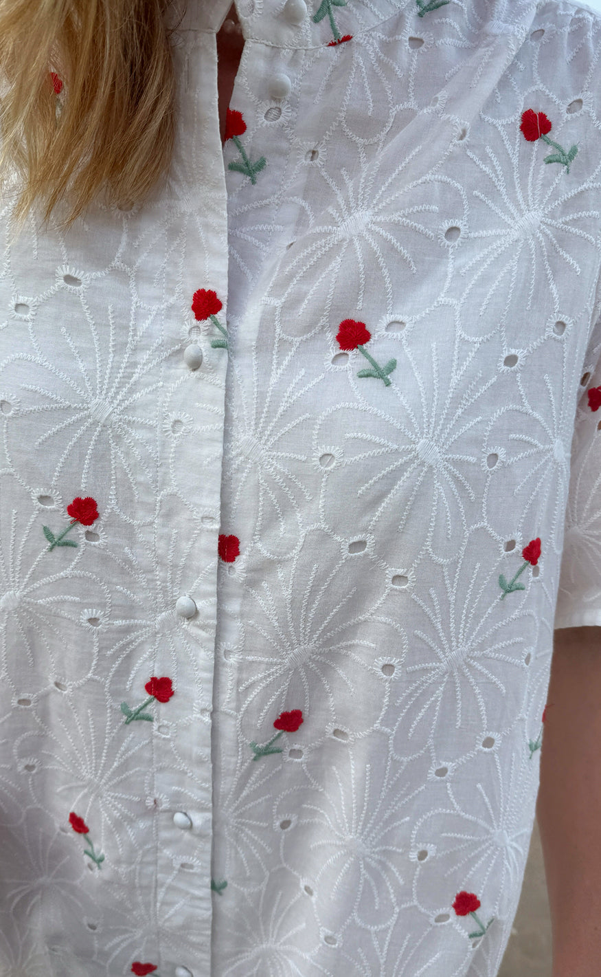 INA Copenhagen Kjole - Claudia - White Lace W. Embroidery Flowers