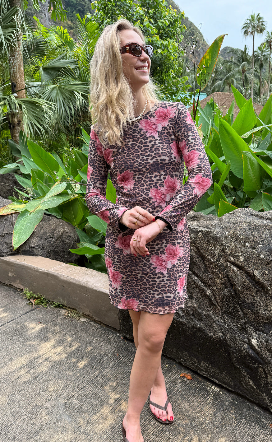 INA Copenhagen Kjole - Chiara Mesh - Leopard / Flower