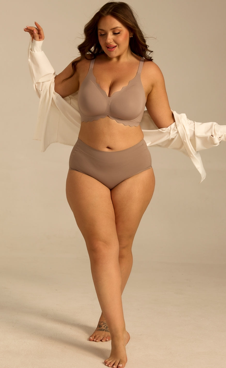 FemiFemme BH - SoftScallop Full Coverage Bøjlefri - Soft Mocha