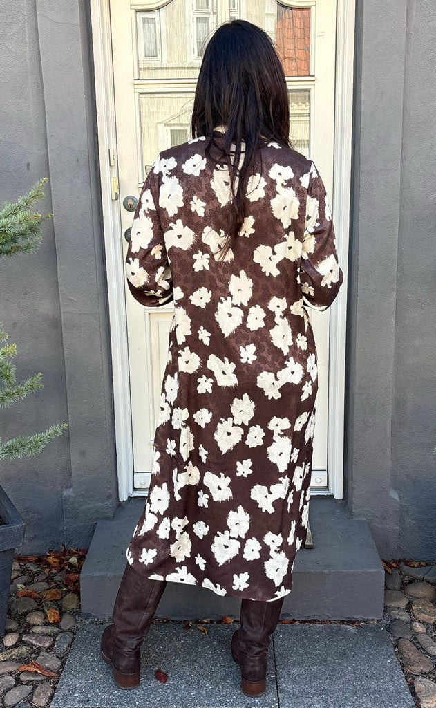Say INA Copenhagen Kjole - Ella - Dark Brown W. White Flowers