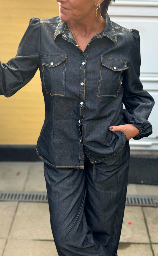 Say INA Copenhagen Skjorte - Detia LS - Black Denim