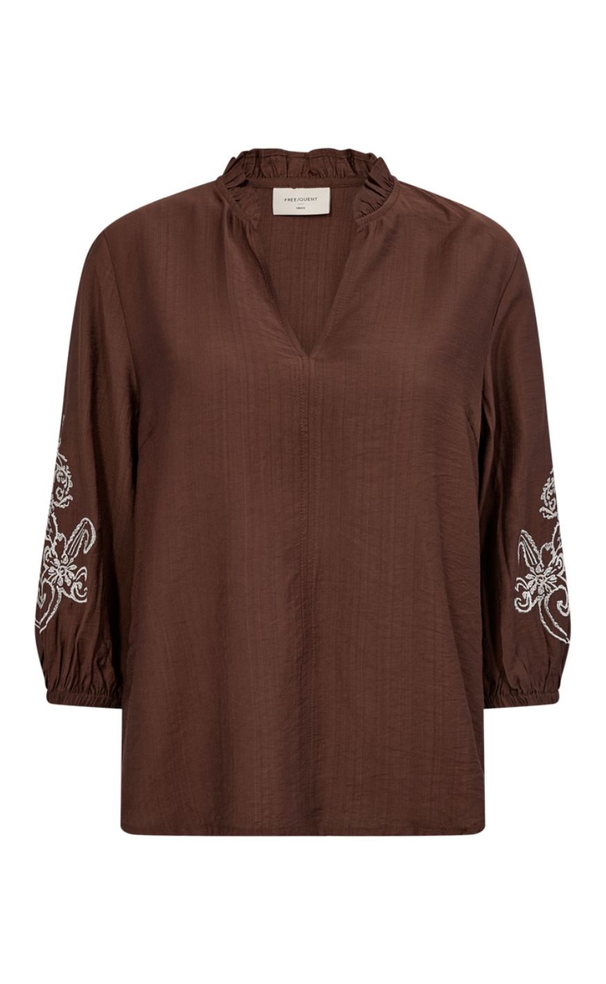 Freequent Bluse - Lindy - Coffee Bean w. Moonbeam