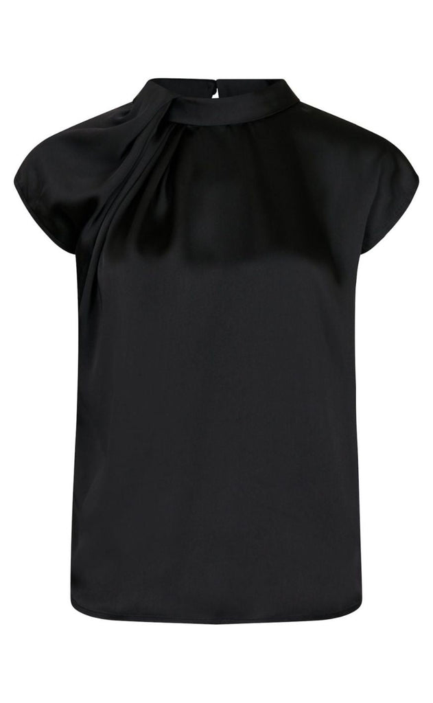 Neo Noir Topp - Fleur Drapy Satin - Black