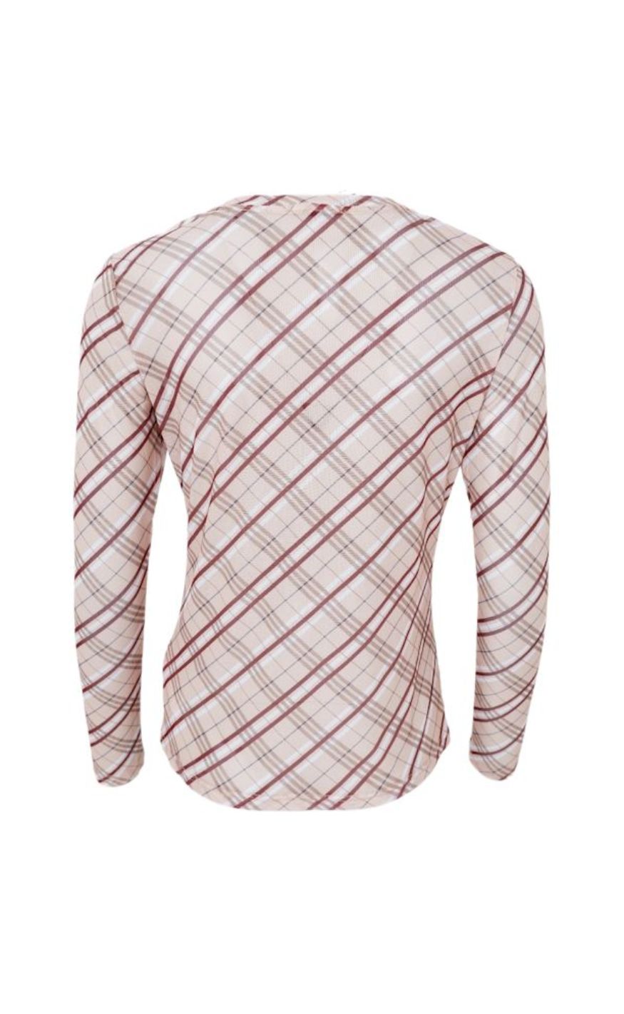 Black Colour Bluse - Kamma - Beige Tartan