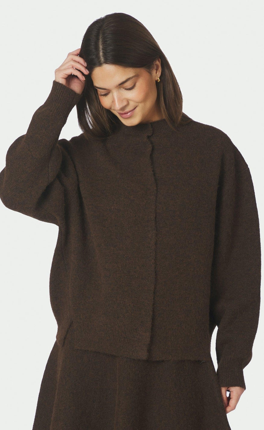 Neo Noir Cardigan - Dione Fluffy - Brown Melange