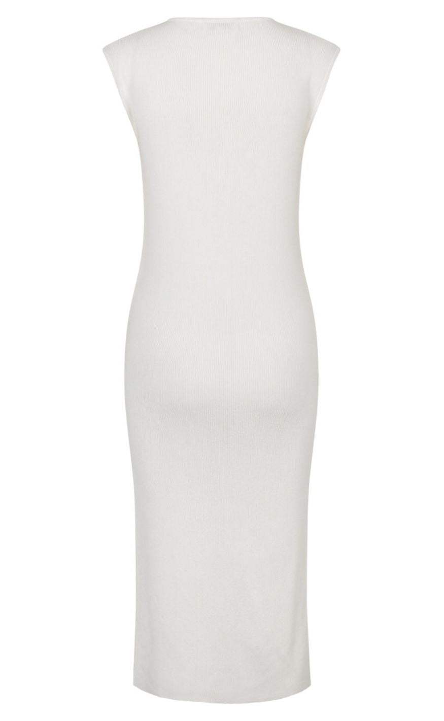 A-View Kjole - Rib Midi Slit - White