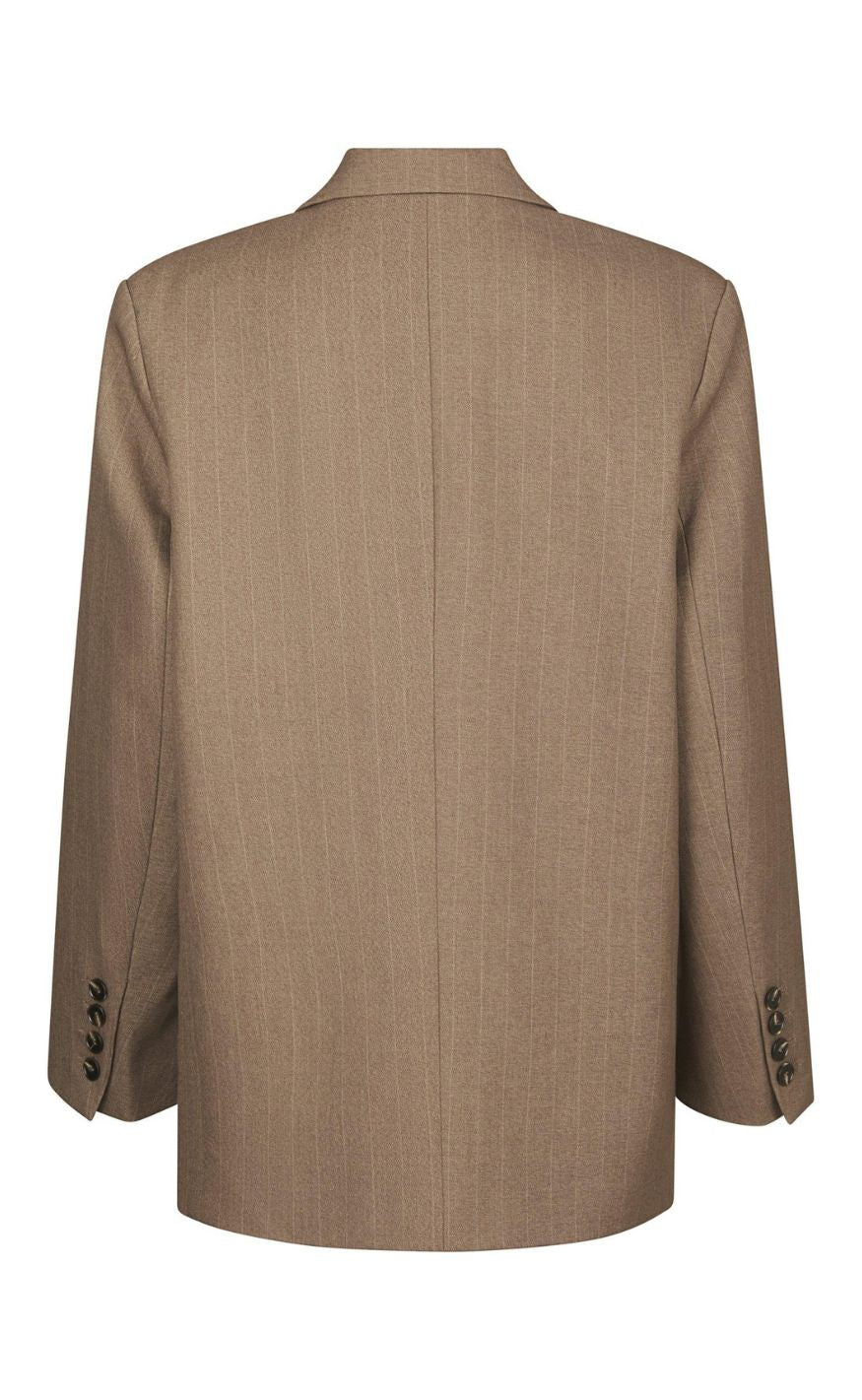 Neo Noir Blazer - Gaby Pinstripe - Taupe