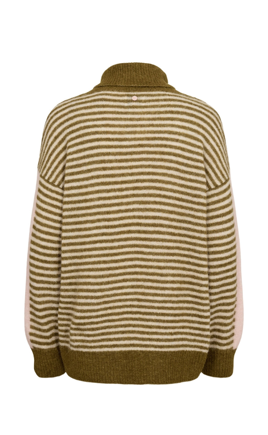 Nümph Genser - Riette Mini Stripe - Fir Green