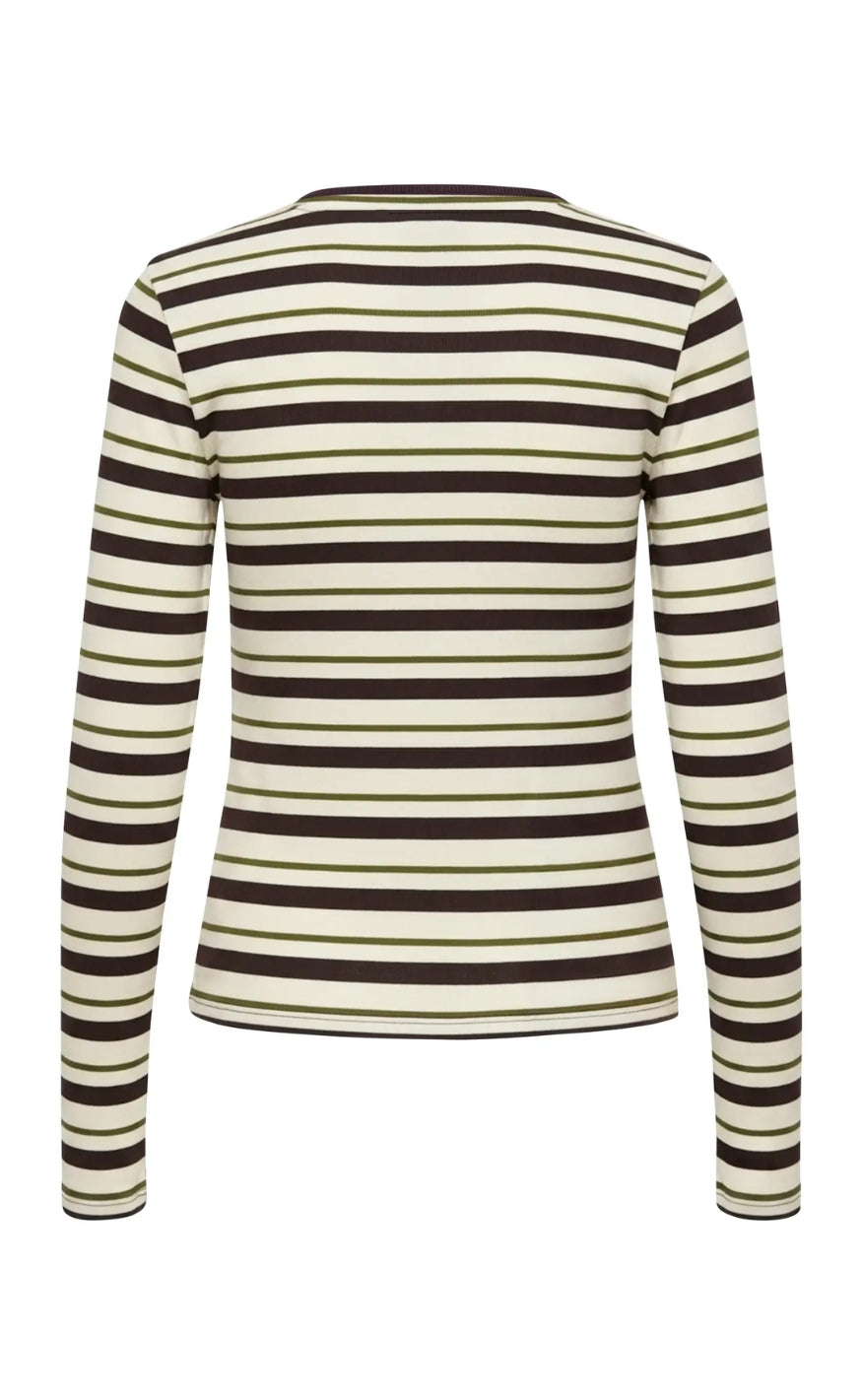 ONLY Bluse - Elli - Cloud Dancer/ Chokolate Torte/ Peat Moss