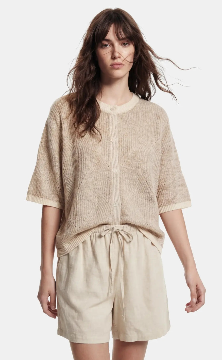 Pieces Cardigan - Jenna SS - Whitecap Gray Greige