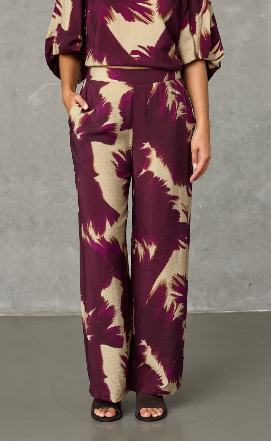 Love & Divine Bukser - Love1024-64 - Bordeaux Leaf