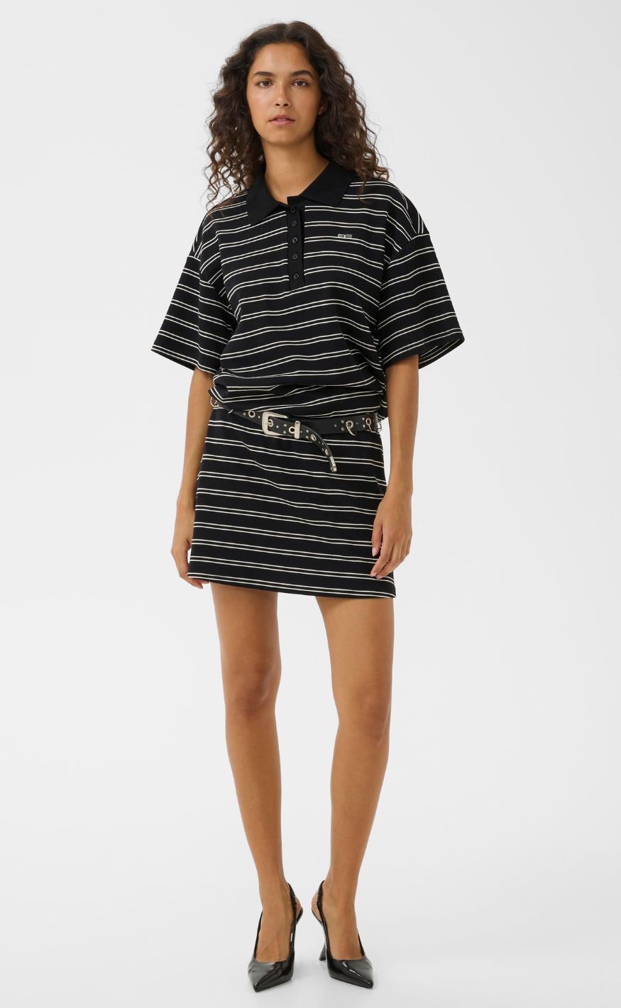 Gestuz Skjørt - Pilova Polo - Black White Striped