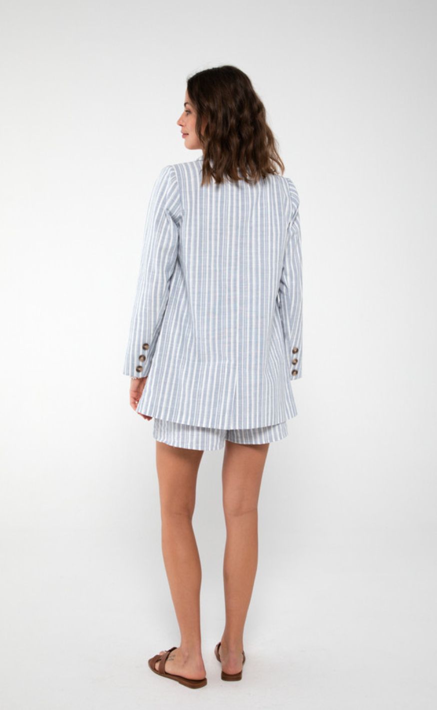 A-View Blazer  - Annali Stripe Linen -  091 Blue/White