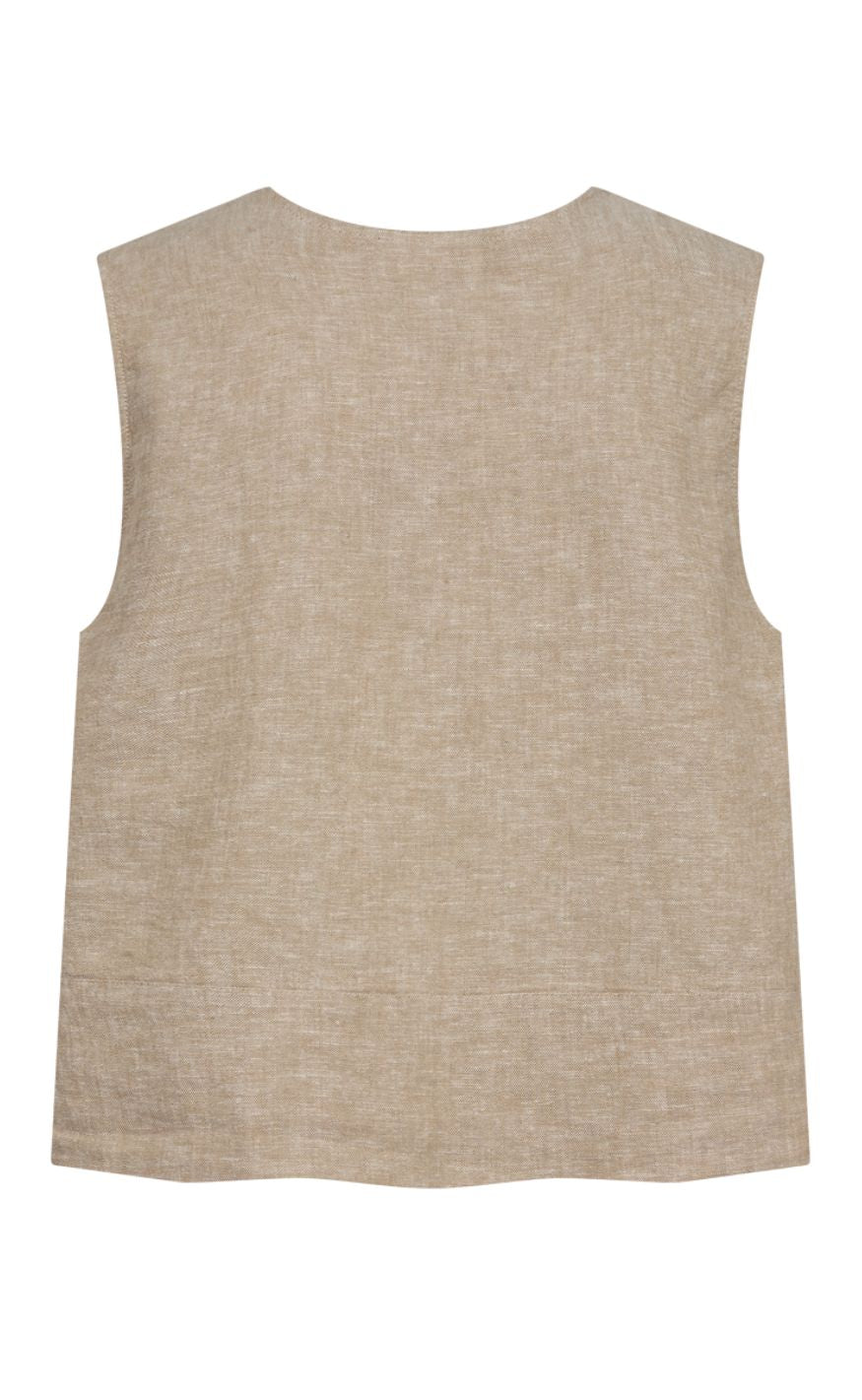Freequent Topp - Lava Vest - Sand Melange