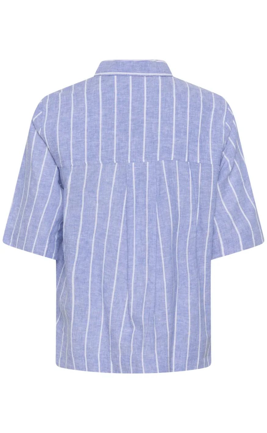 Culture Skjorte - Arletty - Powder Blue/Gardenia Stripe