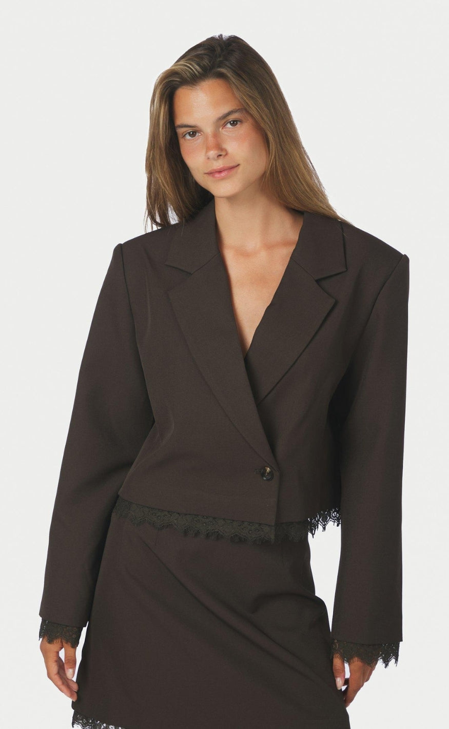 Neo Noir Blazer - Blythe Structure Lace - Dark Brown