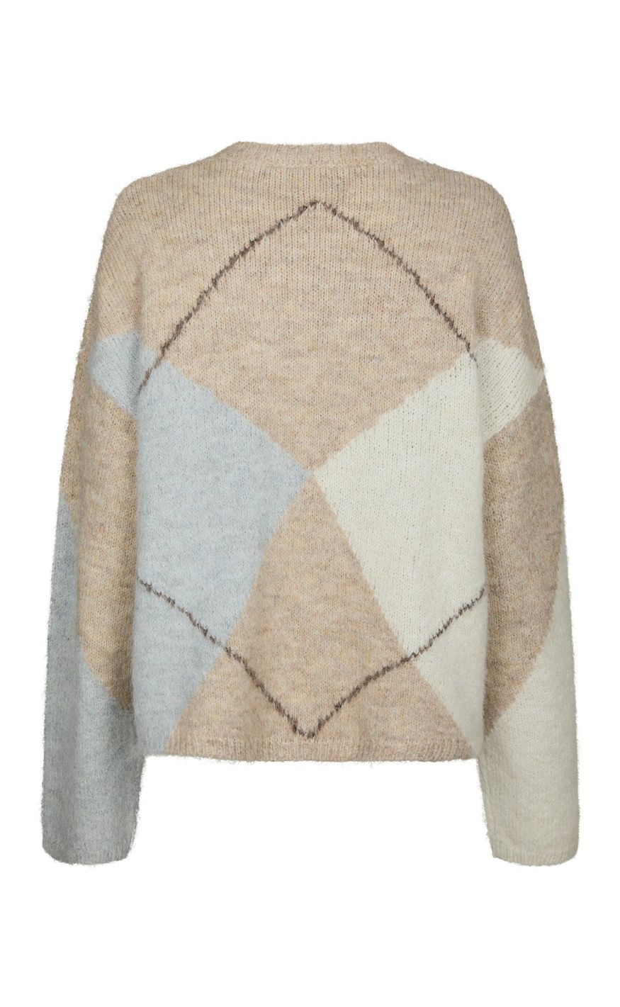 Neo Noir Genser - Inga Check - Beige Melange