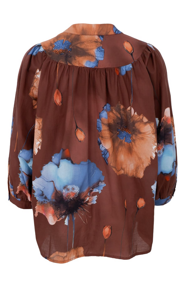 Black Colour Bluse - Celine - Coffee Flower