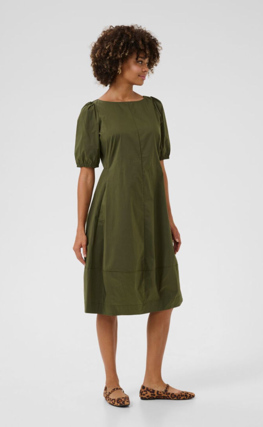 Culture Kjole - antoinett SS O-neck - Burnt Olive