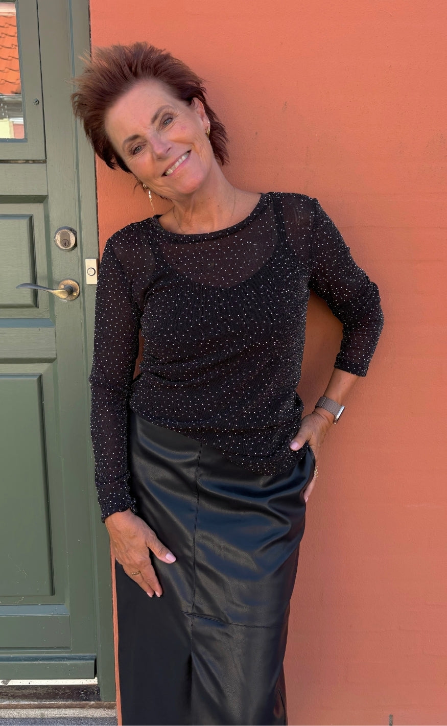 Say INA Copenhagen Bluse - Sophia Mesh - Black W. Glitter Stones