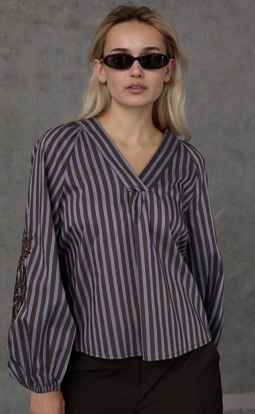 Love & Divine Bluse - Love1529-2 - Brown Stripe