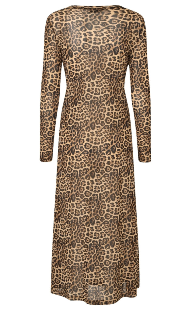 Lollys Laundry Kjole - Logan Maxi LS - Leopard Print