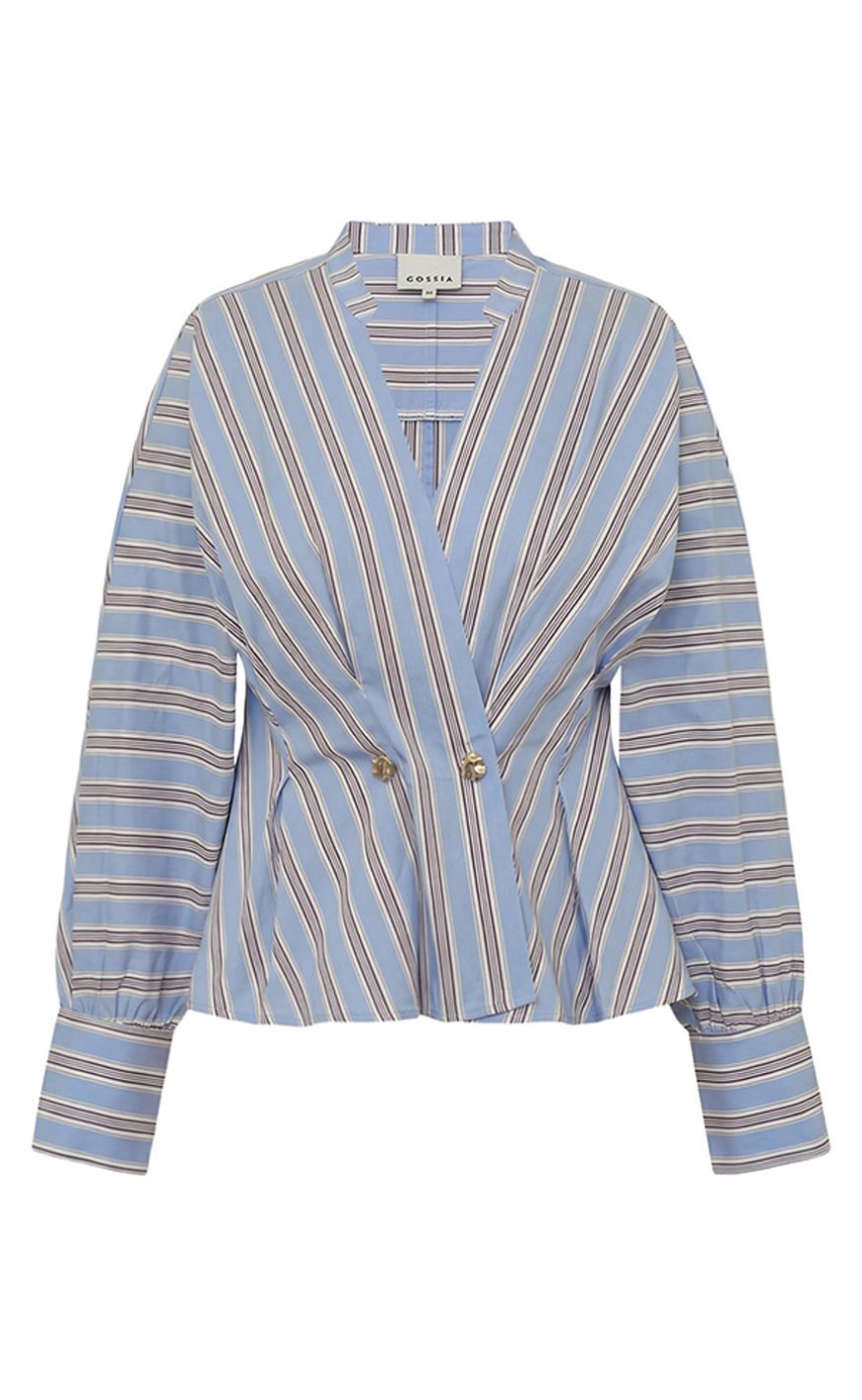 Gossia Bluse - Mie - Blue / Brown Stripes