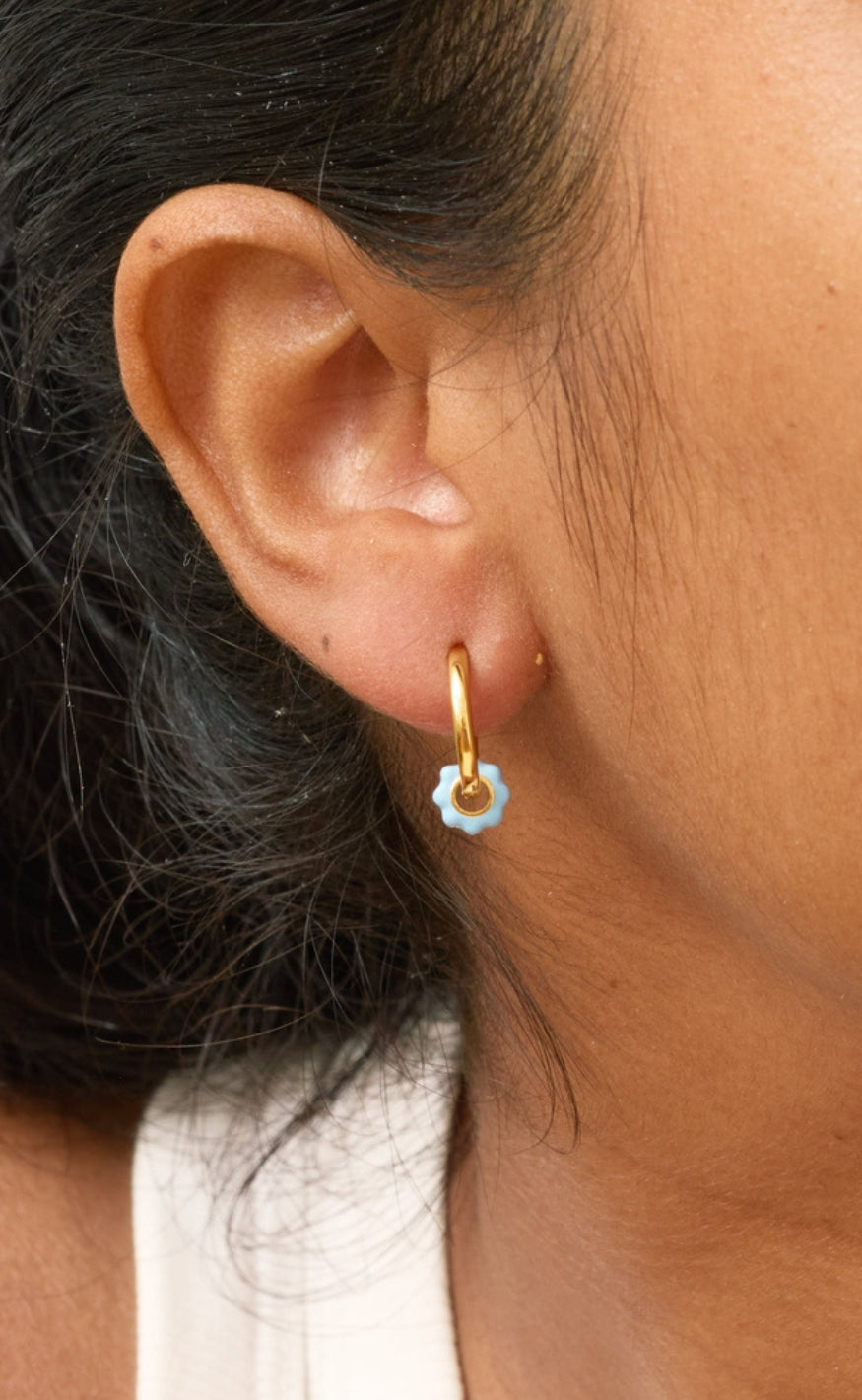 ENAMEL Copenhagen Øreringer - Tokens Flower Hoops - Steel Blue