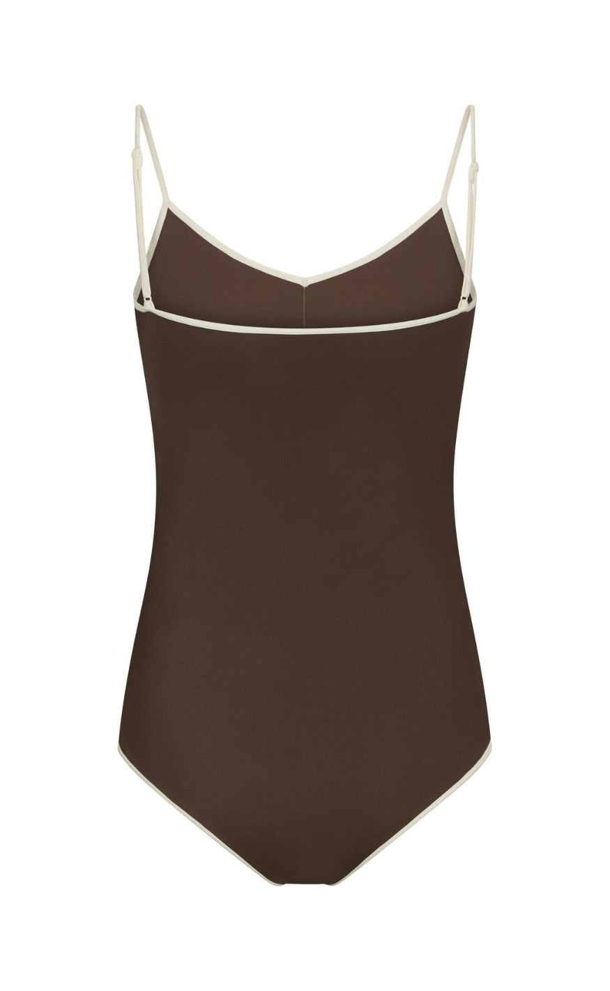 Neo Noir Badedrakt - Felice Solid - Dark Brown/Creme