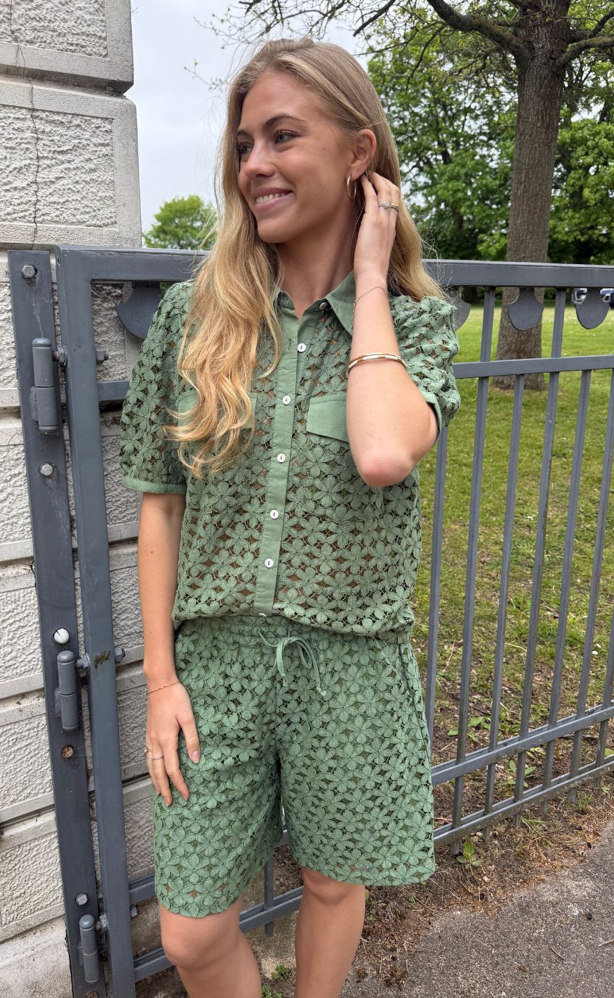 Continue Skjorte - Charlotte Lace - Army