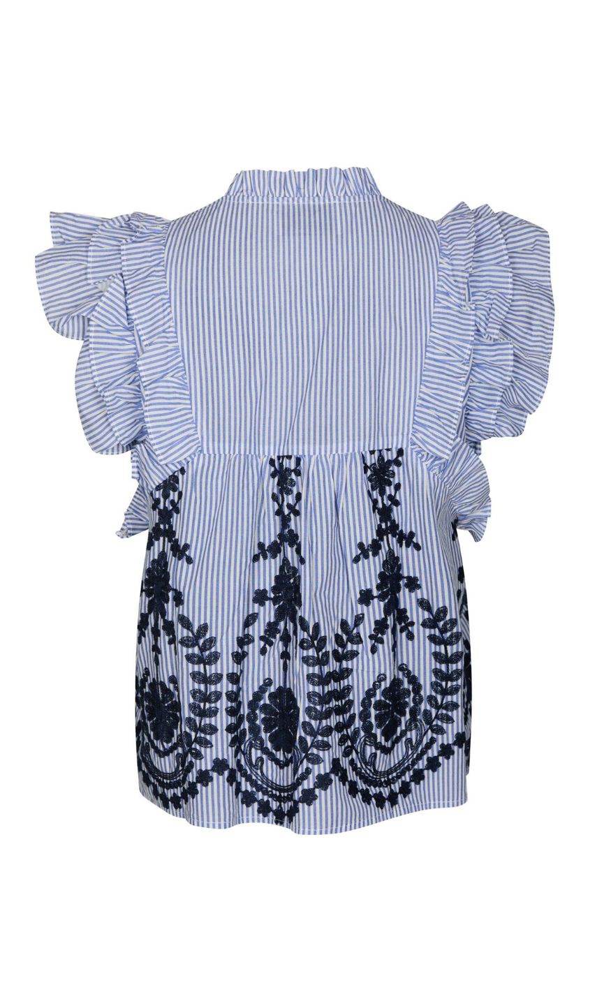 Neo Noir Topp - Jayla Stripe Embroidery - Blue
