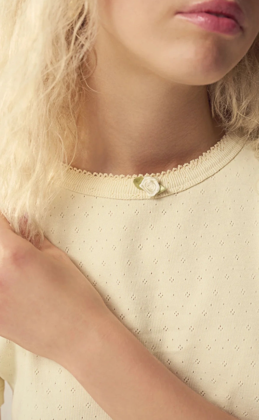 Maanesten Topp - Joy Pointelle - Butter Yellow