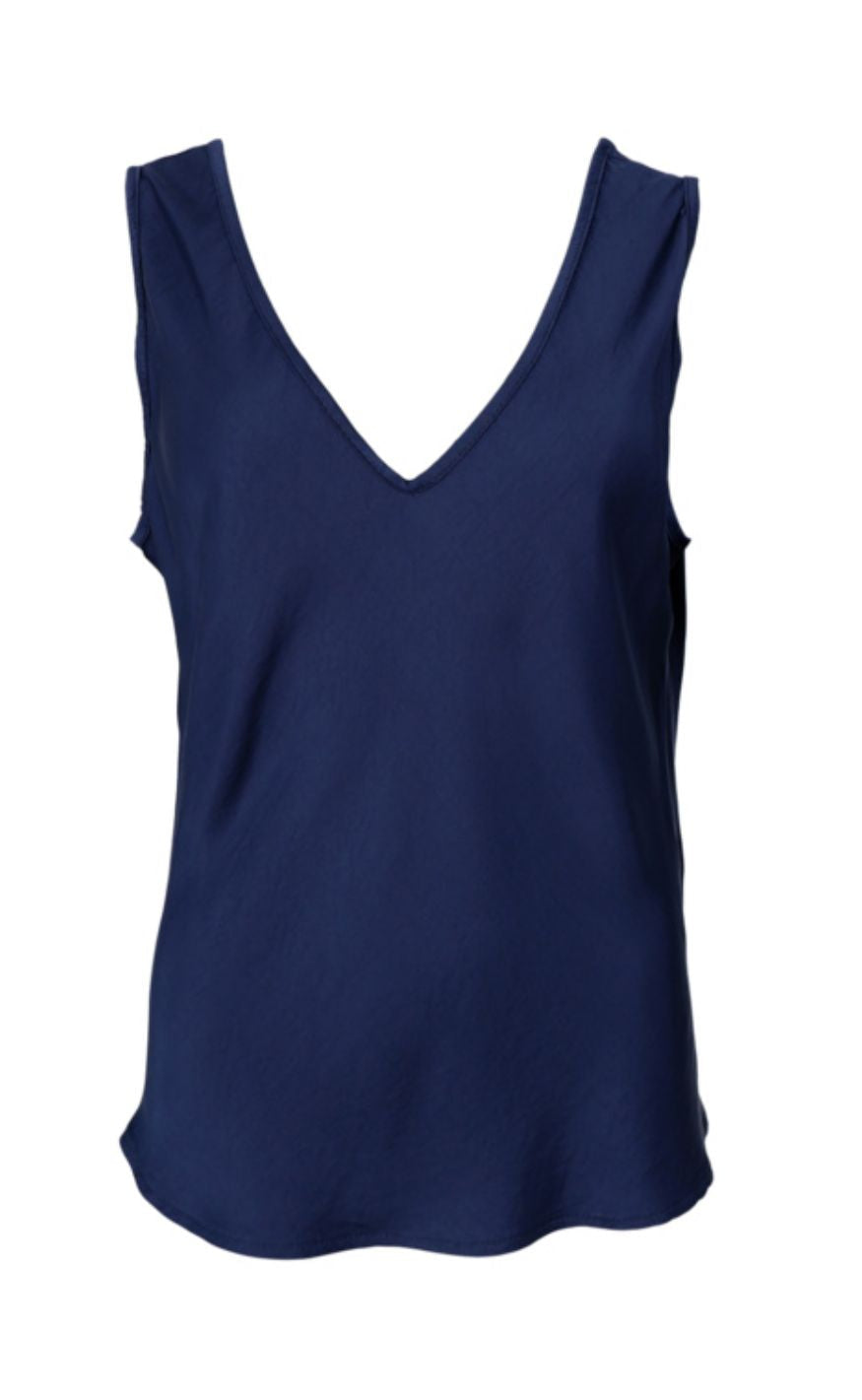 Black Colour Topp - Mabel Double V-Neck - Dark Blue
