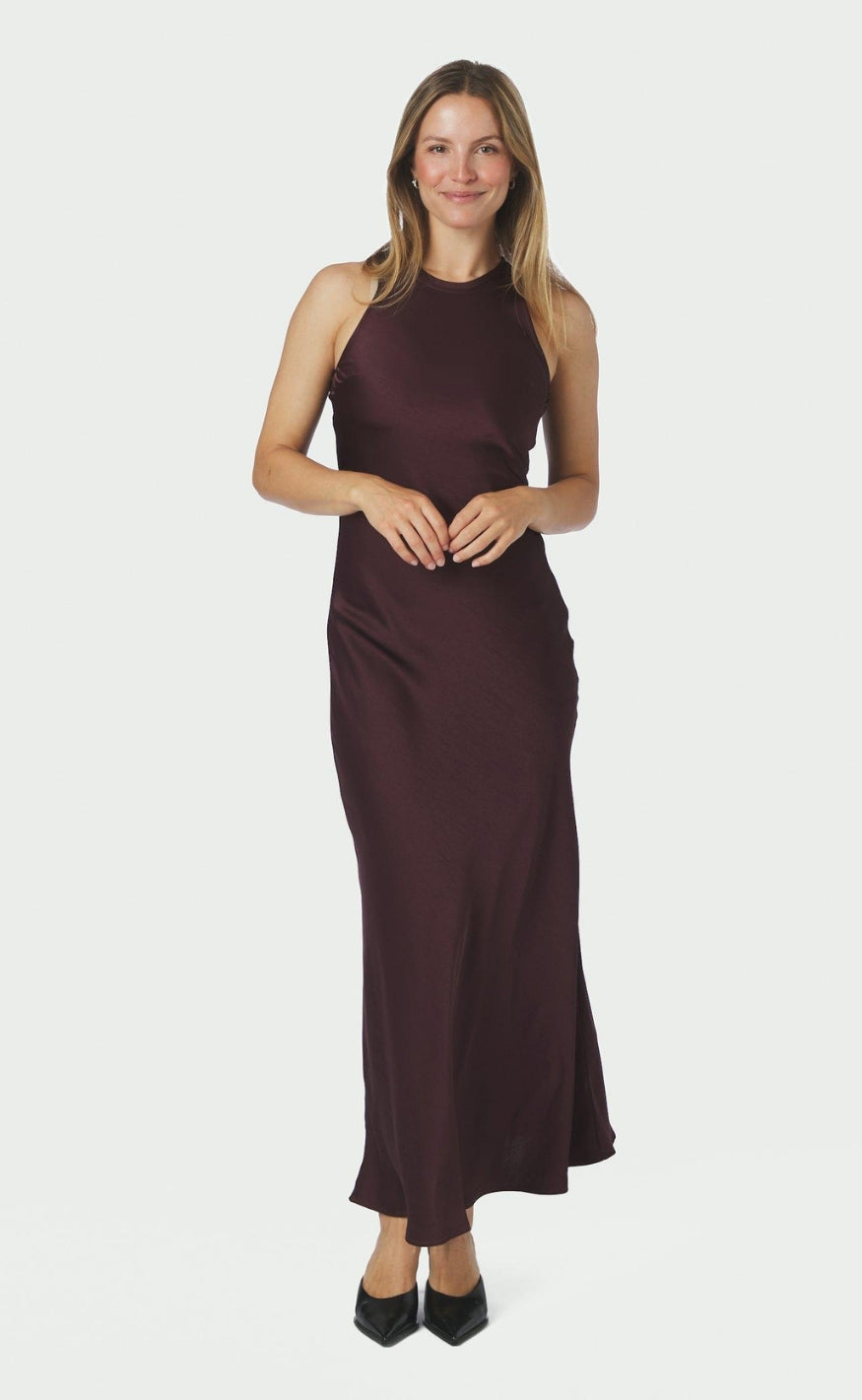 Neo Noir Kjole - Celinie Heavy Sateen - Burgundy