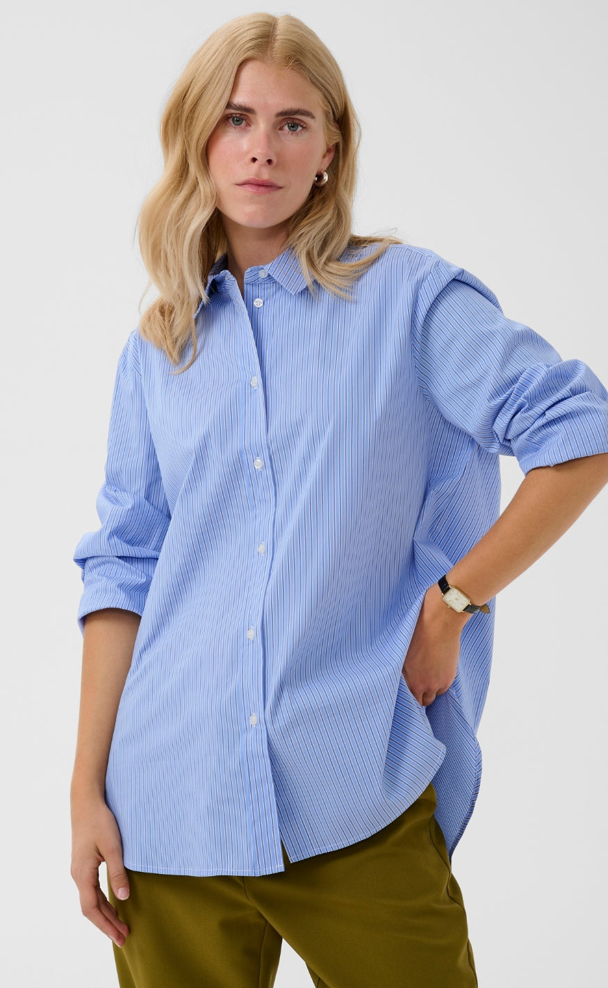 Culture Skjorte - Ebony - Blue Stripe