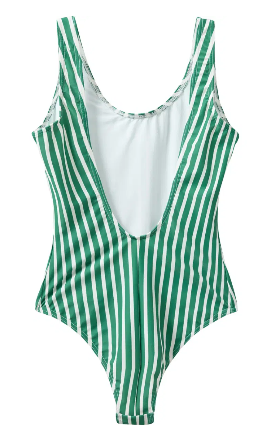 H2O Badedrakt - Stripe Swim - Posy Green