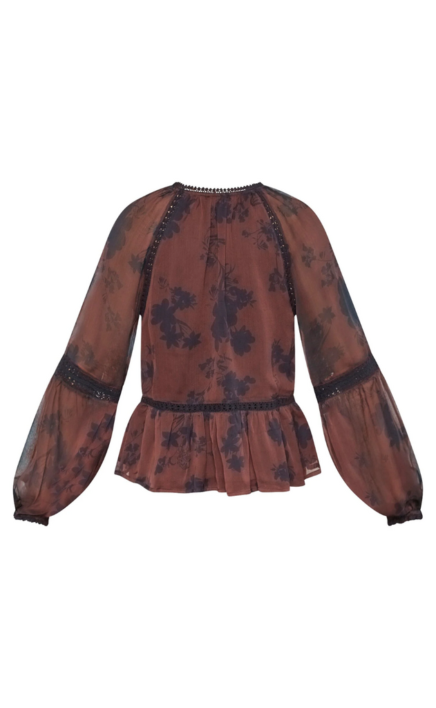 Love & Divine Bluse - Love1407 - Bordeaux/Flower